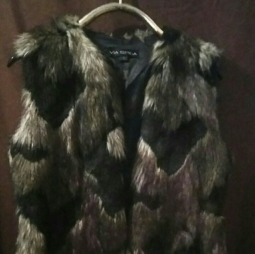 Via Spiga Faux Fur Vest Jacket